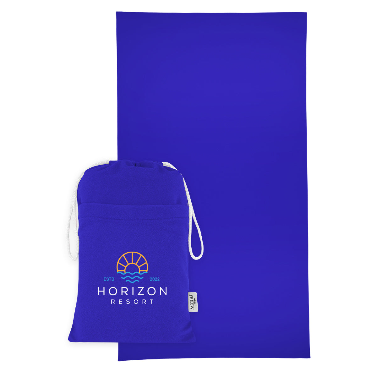 Sand-Free Beach Towel with Pouch, Recycled PET - Blue - Colorbrite