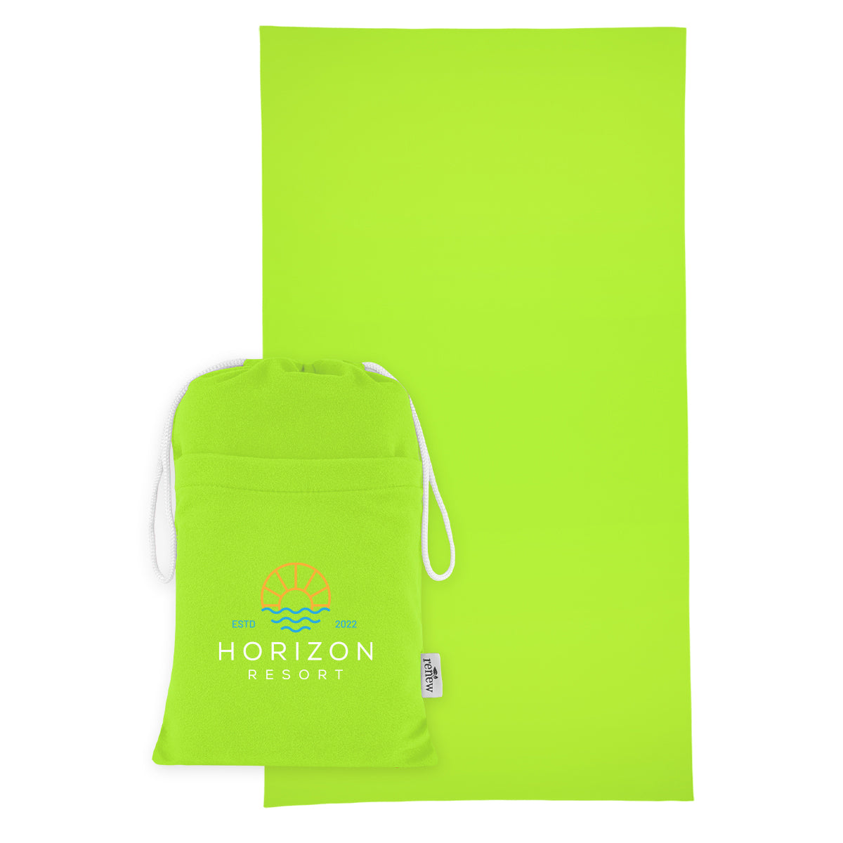 Sand-Free Beach Towel with Pouch, Recycled PET - Lime Green - Colorbrite