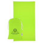 Sand-Free Beach Towel with Pouch, Recycled PET - Lime Green - Silk Screen
