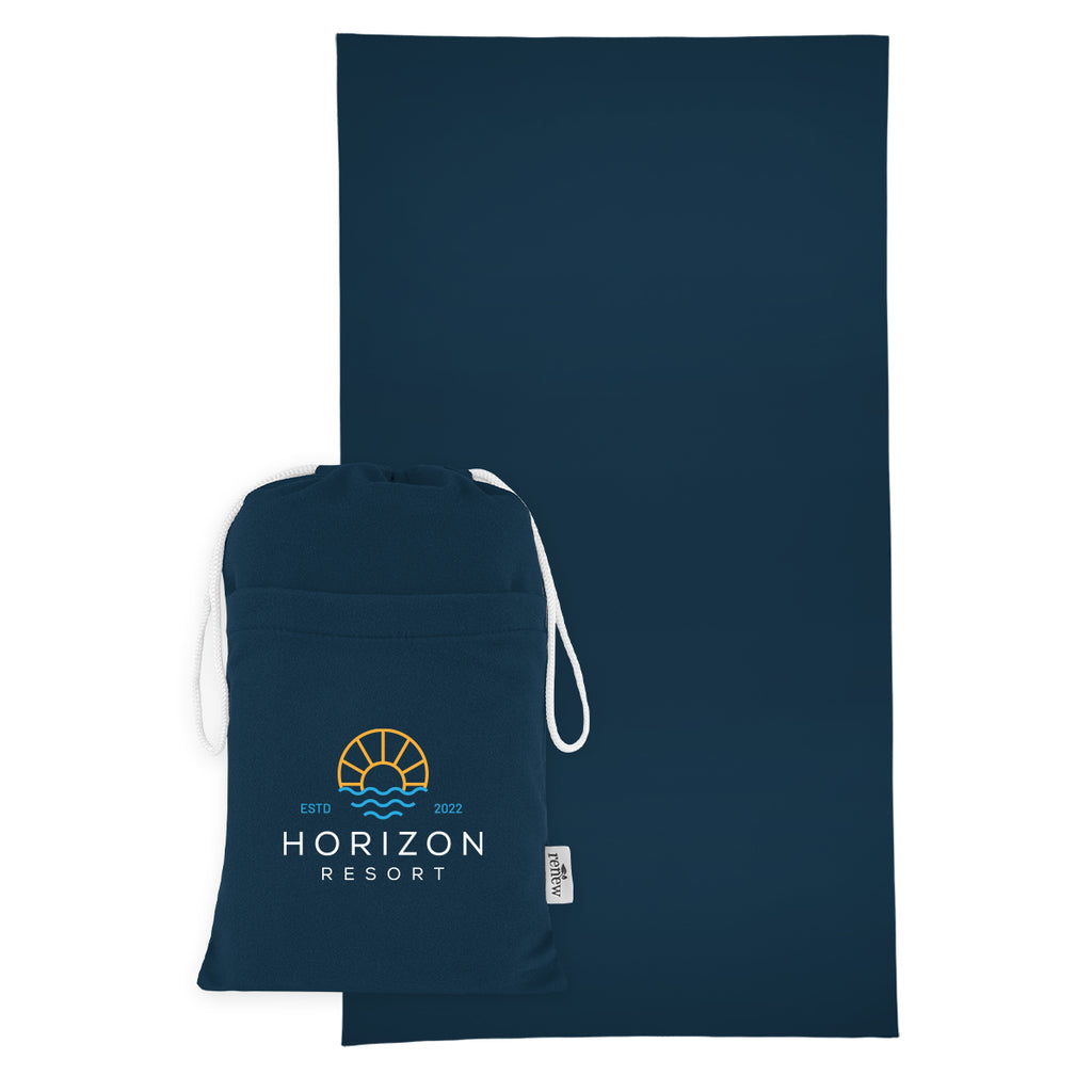 Sand-Free Beach Towel with Pouch, Recycled PET - Navy - Colorbrite