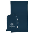 Sand-Free Beach Towel with Pouch, Recycled PET - Navy - Silk Screen