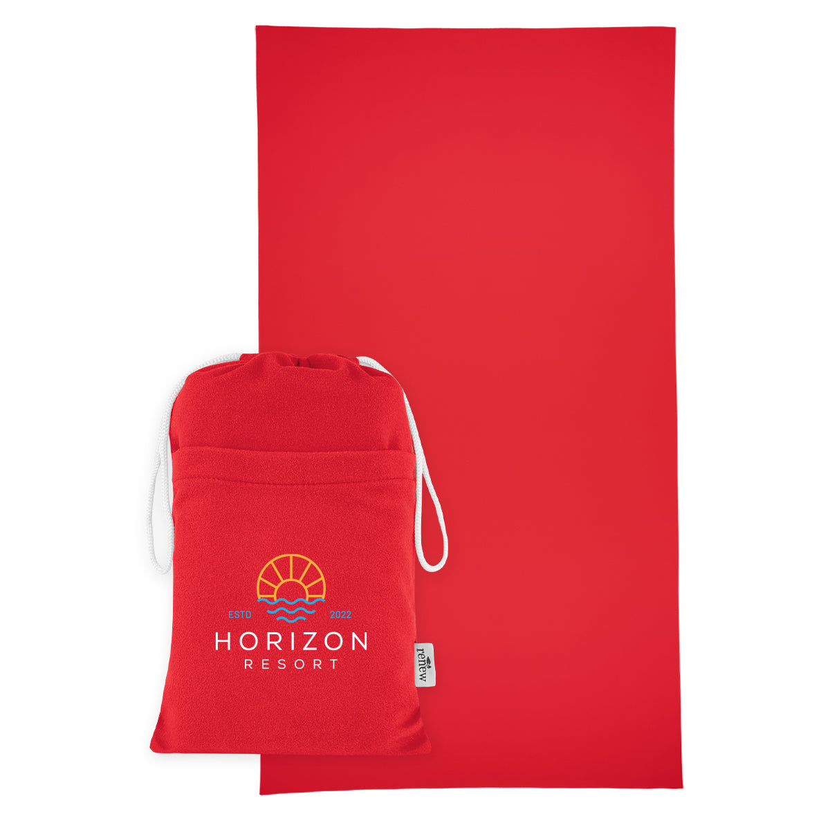 Sand-Free Beach Towel with Pouch, Recycled PET - Red - Colorbrite