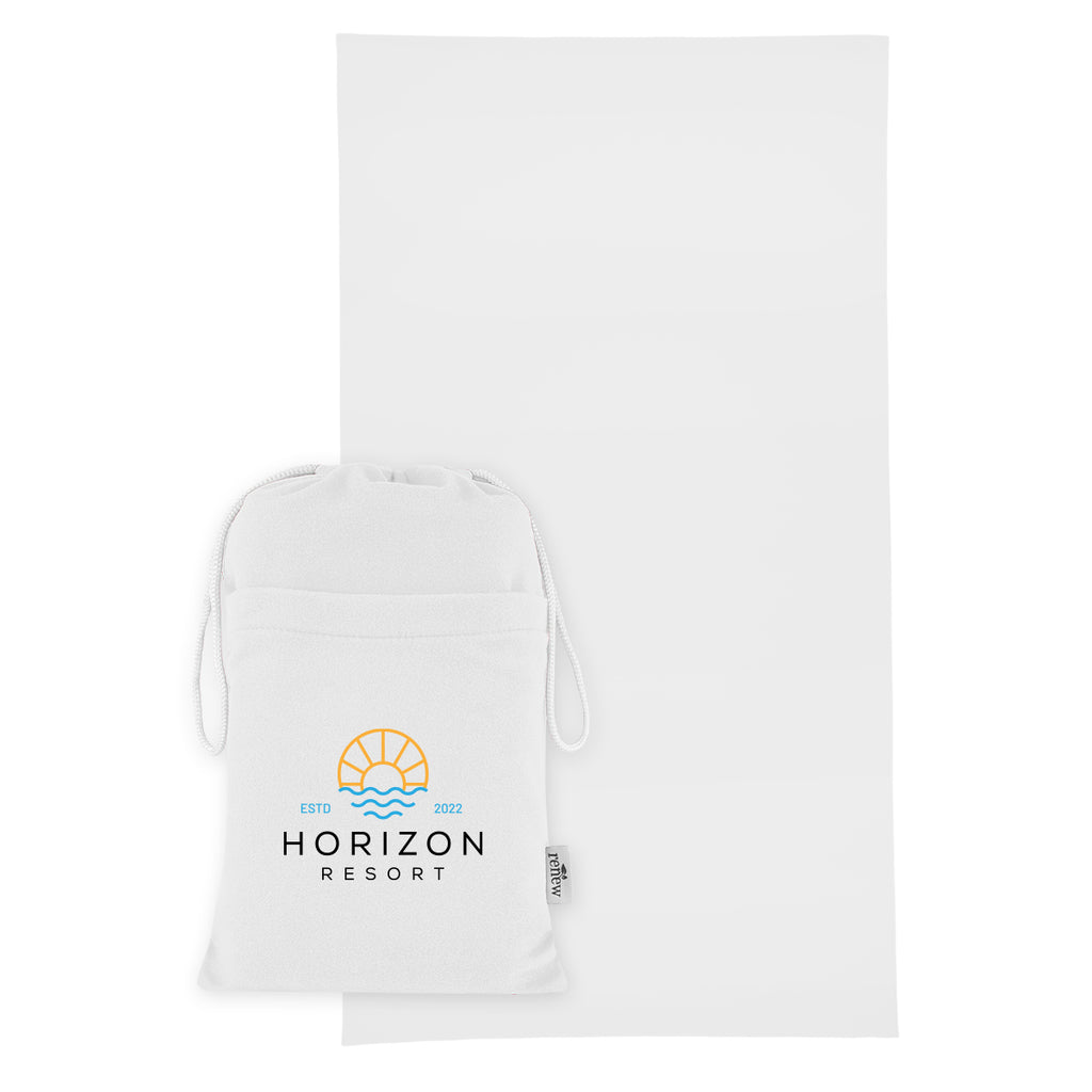 Sand-Free Beach Towel with Pouch, Recycled PET - White - Colorbrite