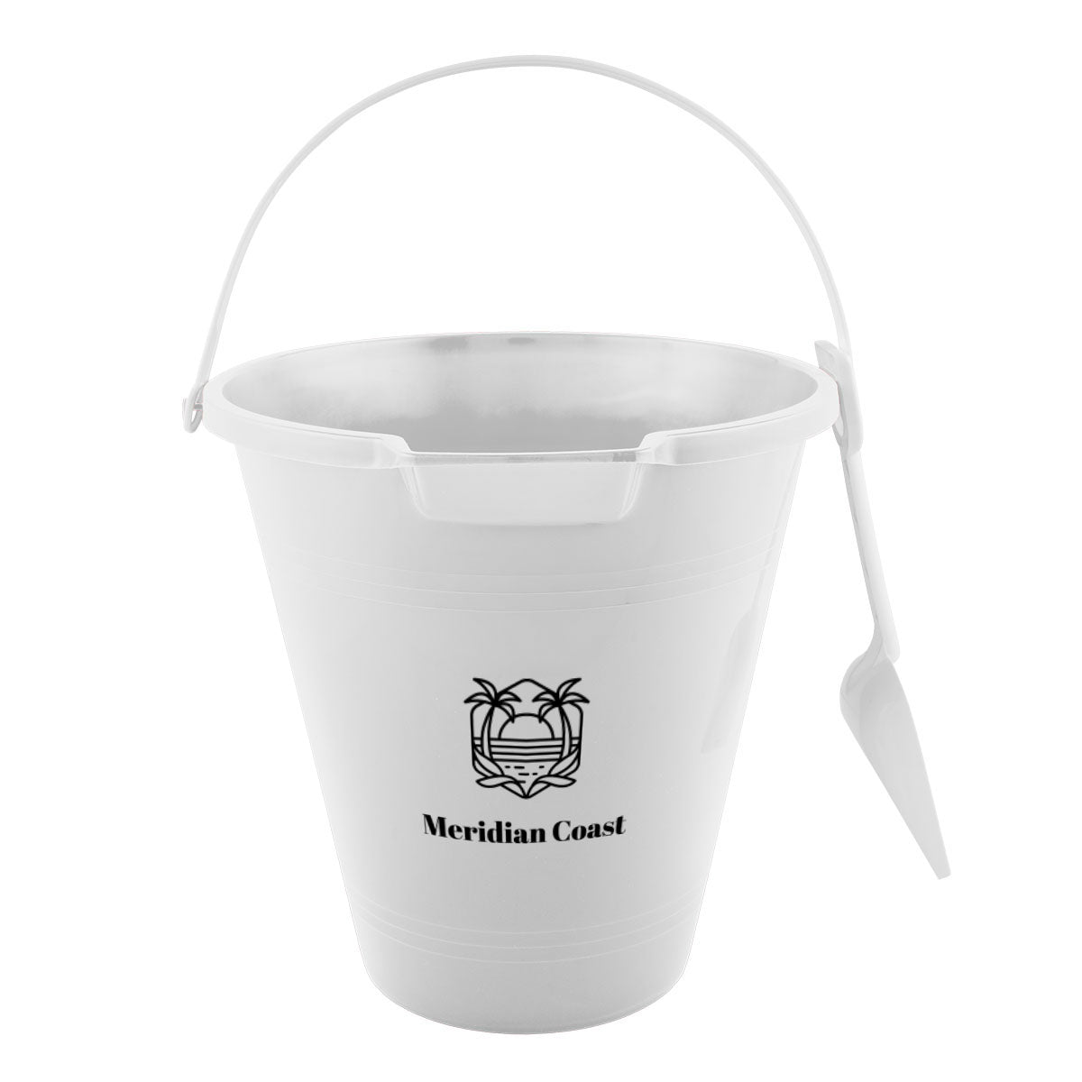 Sand Pail and Shovel Set, 8.75 Inch - White - Silk Screen