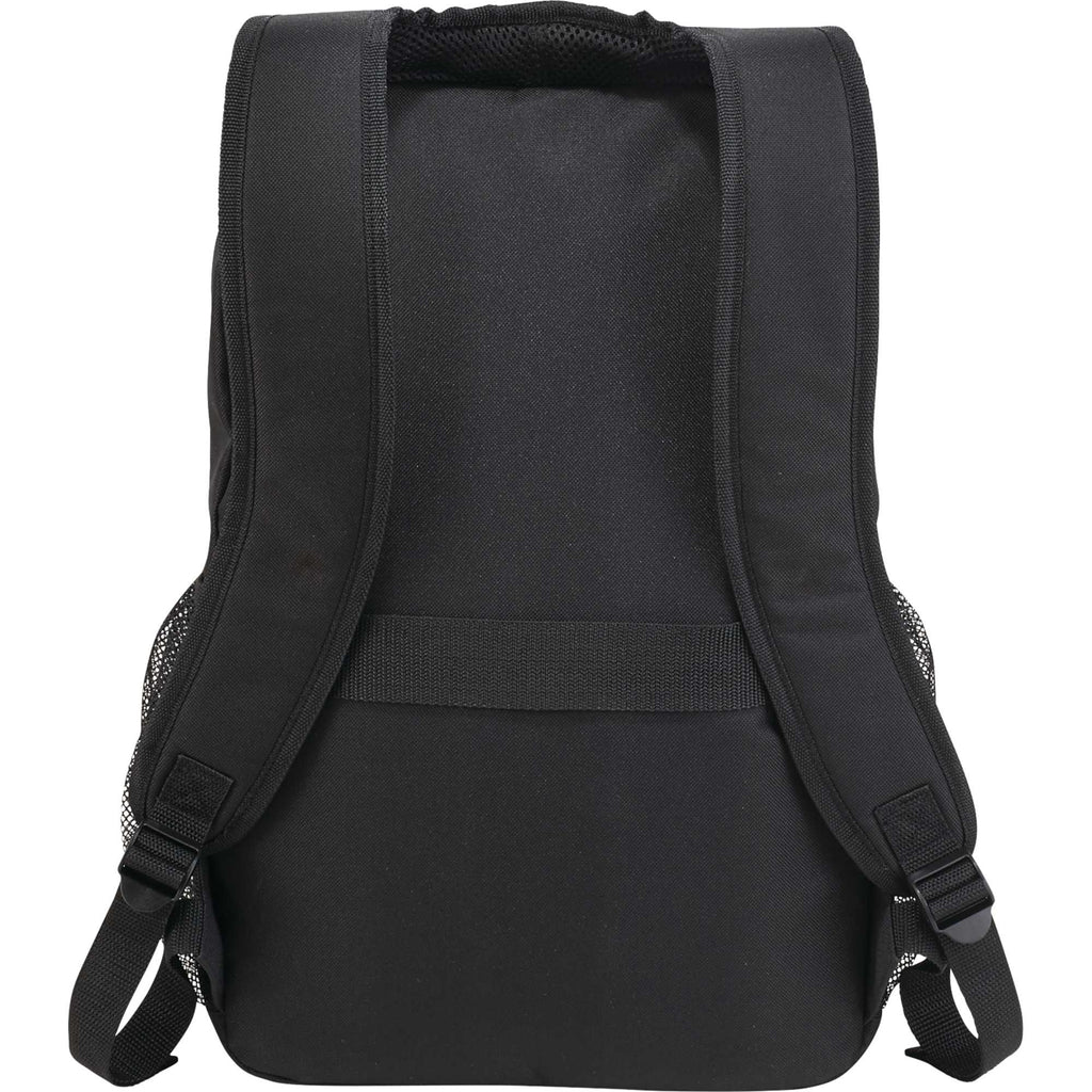 Sanford Laptop Backpack with Grommet Detail, 15 Inch Embroidery - Black - Back