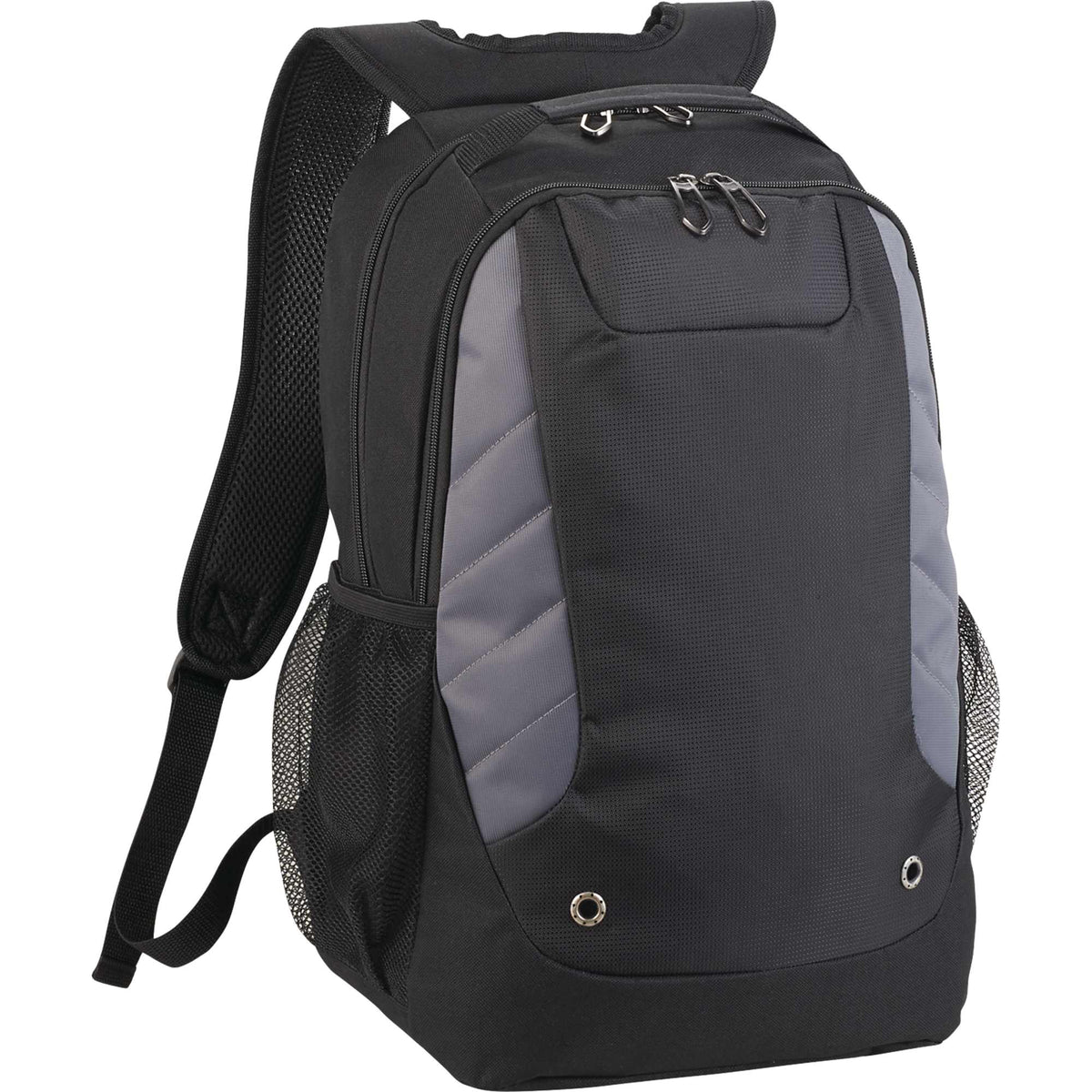 Sanford Laptop Backpack with Grommet Detail, 15 Inch Embroidery - Black - Photo 4