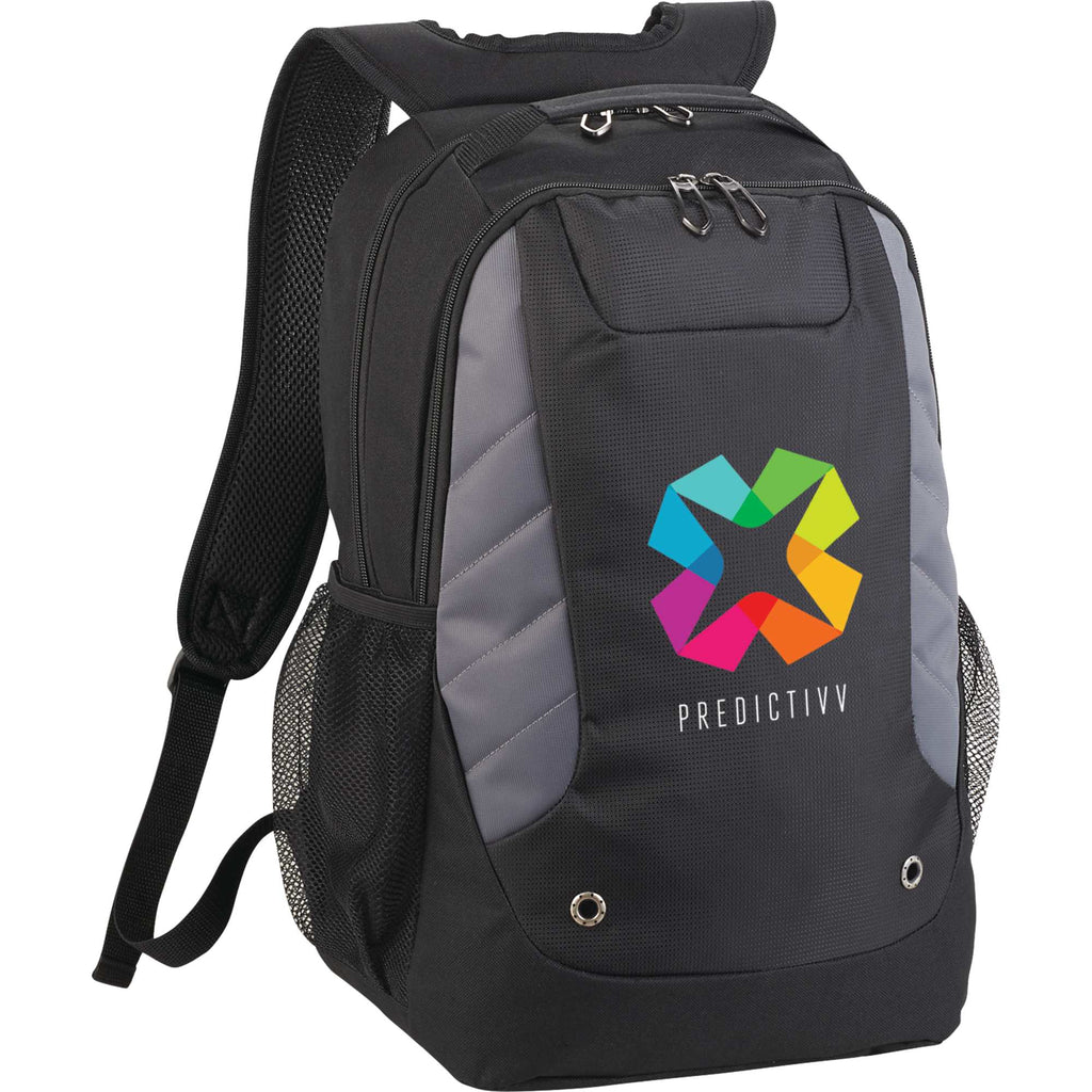 Sanford Laptop Backpack with Grommet Detail, 15 Inch Embroidery - Black - Photo