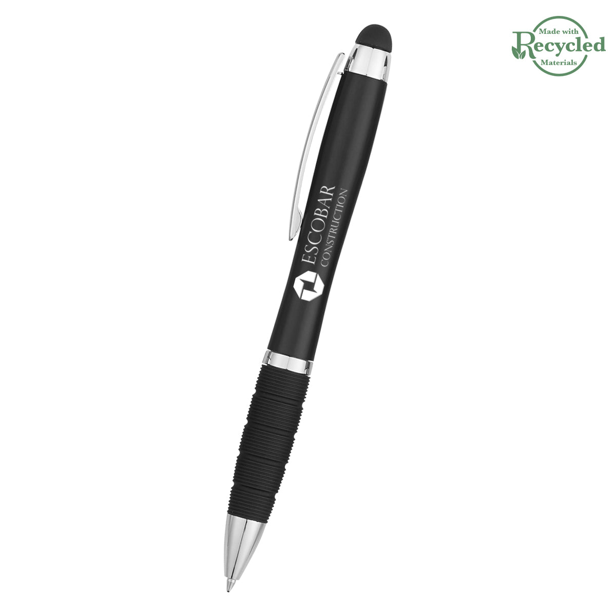 Sanibel Pen with Stylus and Light - Black - Laser