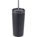 Santino Recycled Tumbler with Spout and Straw Lid, 16 oz - Black - Back