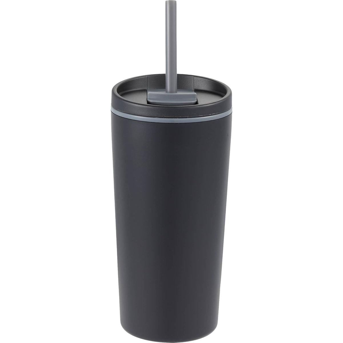 Santino Recycled Tumbler with Spout and Straw Lid, 16 oz - Black - Back
