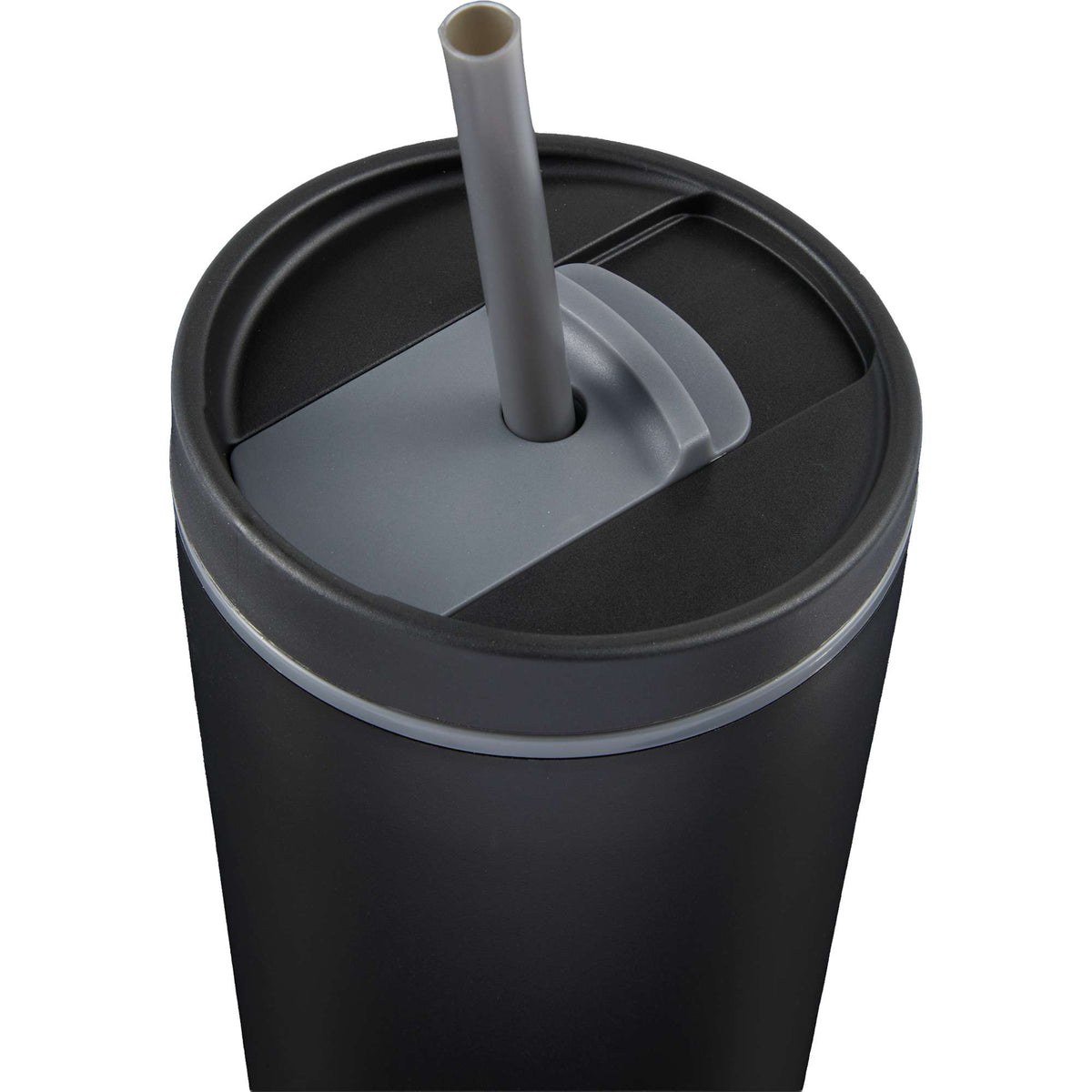 Santino Recycled Tumbler with Spout and Straw Lid, 16 oz - Black - Detail 2