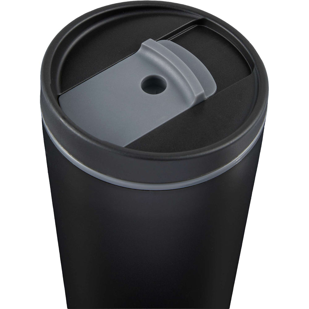 Santino Recycled Tumbler with Spout and Straw Lid, 16 oz - Black - Detail 3