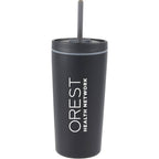 Santino Recycled Tumbler with Spout and Straw Lid, 16 oz - Black - Front