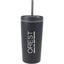 Santino Recycled Tumbler with Spout and Straw Lid, 16 oz - Black - Front
