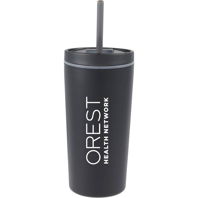 Santino Recycled Tumbler with Spout and Straw Lid, 16 oz