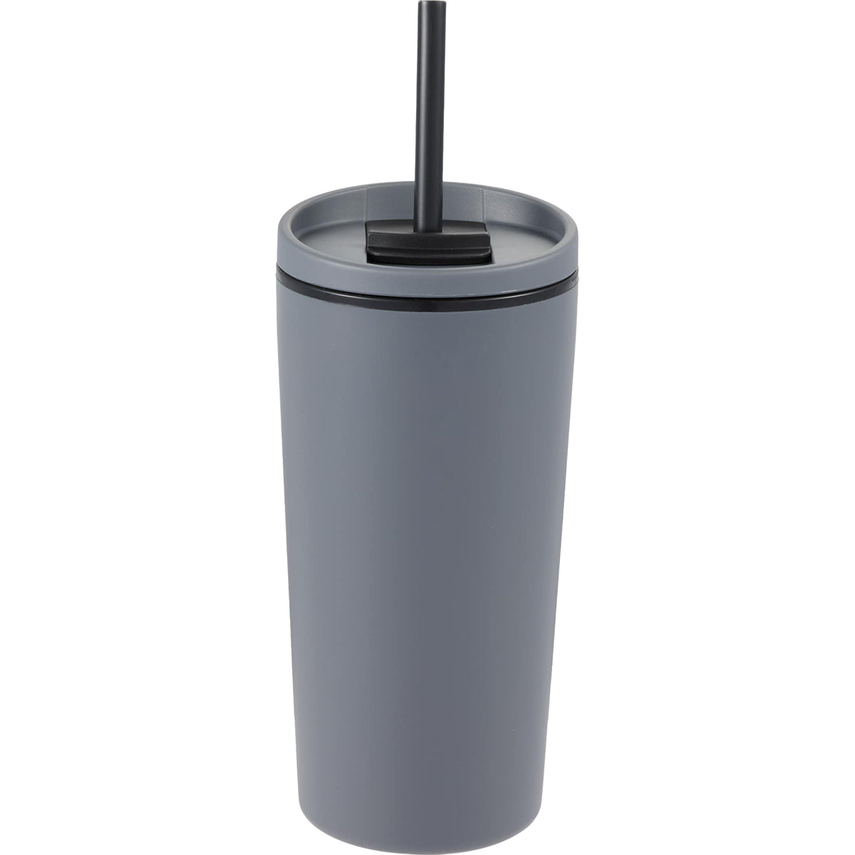 Santino Recycled Tumbler with Spout and Straw Lid, 16 oz - Charcoal - Back