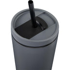 Santino Recycled Tumbler with Spout and Straw Lid, 16 oz - Charcoal - Detail 2