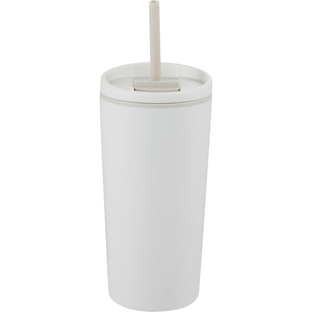 Santino Recycled Tumbler with Spout and Straw Lid, 16 oz - Cream - Back