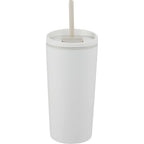 Santino Recycled Tumbler with Spout and Straw Lid, 16 oz - Cream - Back