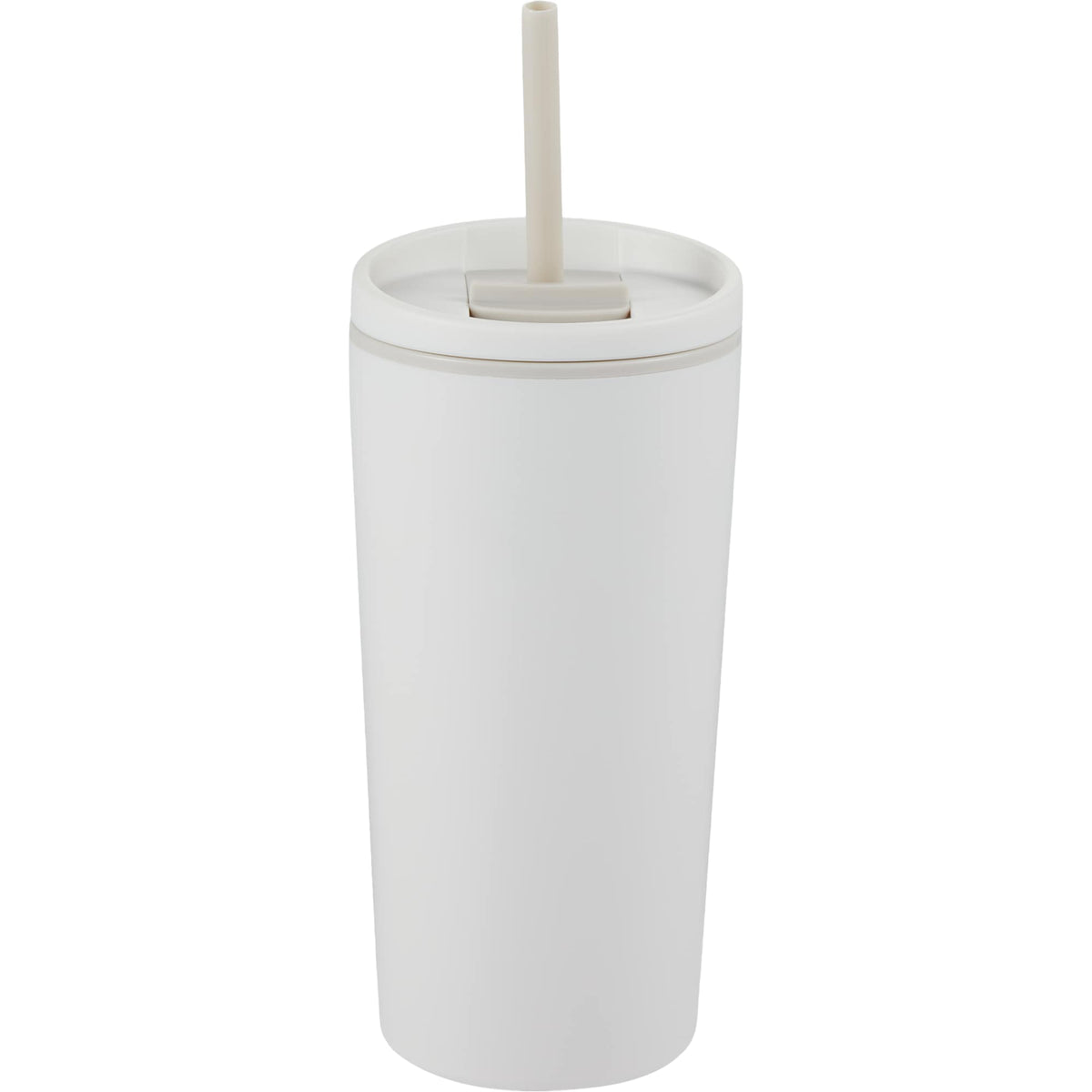 Santino Recycled Tumbler with Spout and Straw Lid, 16 oz - Cream - Back