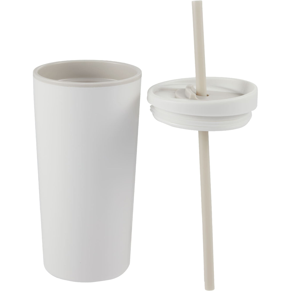 Santino Recycled Tumbler with Spout and Straw Lid, 16 oz - Cream - Detail
