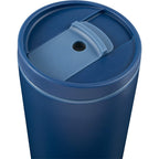 Santino Recycled Tumbler with Spout and Straw Lid, 16 oz - Navy - Detail 3