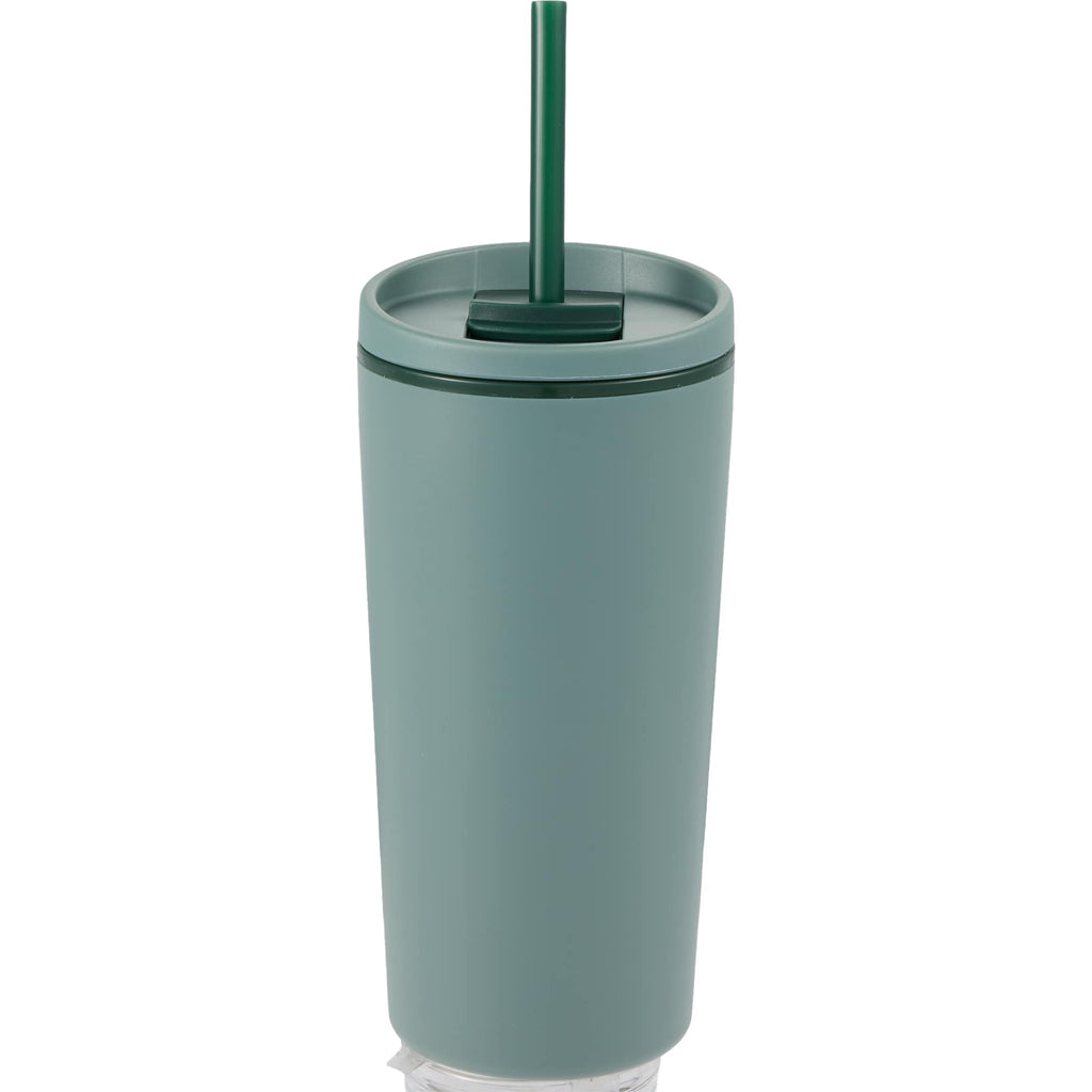 Santino Recycled Tumbler with Spout and Straw Lid, 16 oz - Sage - Back