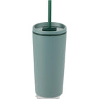 Santino Recycled Tumbler with Spout and Straw Lid, 16 oz - Sage - Back