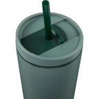 Santino Recycled Tumbler with Spout and Straw Lid, 16 oz - Sage - Detail 2