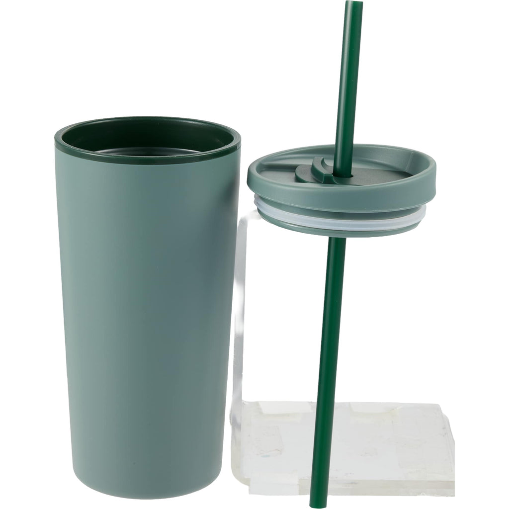 Santino Recycled Tumbler with Spout and Straw Lid, 16 oz - Sage - Detail