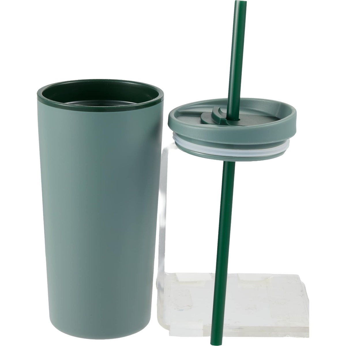 Santino Recycled Tumbler with Spout and Straw Lid, 16 oz - Sage - Detail
