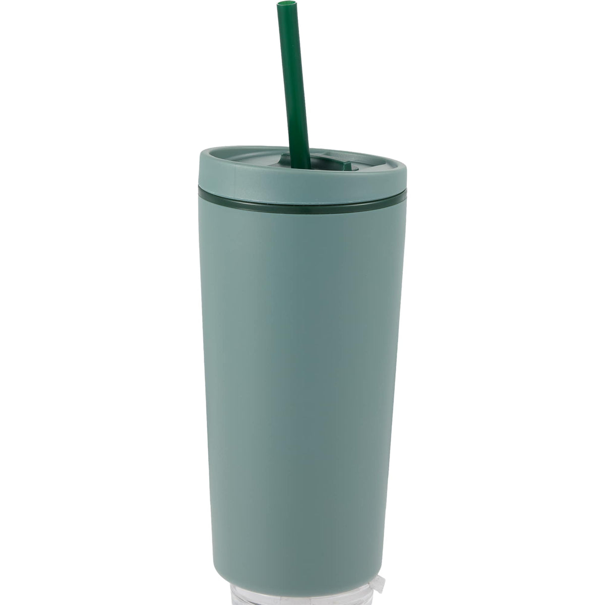 Santino Recycled Tumbler with Spout and Straw Lid, 16 oz - Sage - Left Angle