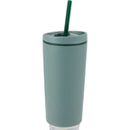 Santino Recycled Tumbler with Spout and Straw Lid, 16 oz - Sage - Right Angle