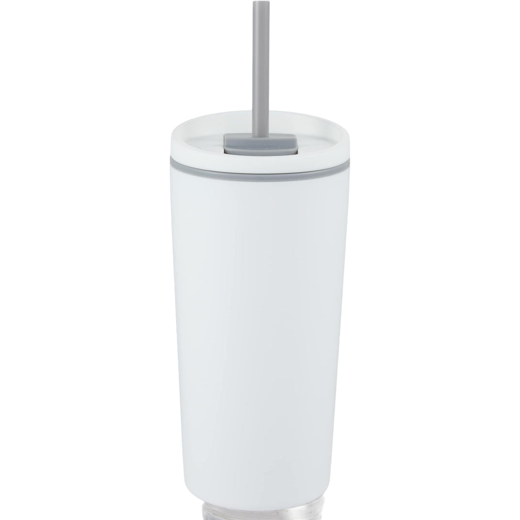 Santino Recycled Tumbler with Spout and Straw Lid, 16 oz - White - Back