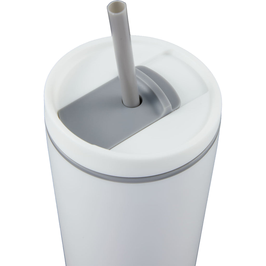 Santino Recycled Tumbler with Spout and Straw Lid, 16 oz - White - Detail 2