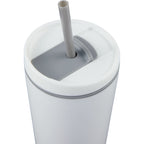 Santino Recycled Tumbler with Spout and Straw Lid, 16 oz - White - Detail 2