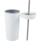 Santino Recycled Tumbler with Spout and Straw Lid, 16 oz - White - Detail