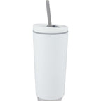 Santino Recycled Tumbler with Spout and Straw Lid, 16 oz - White - Left Angle