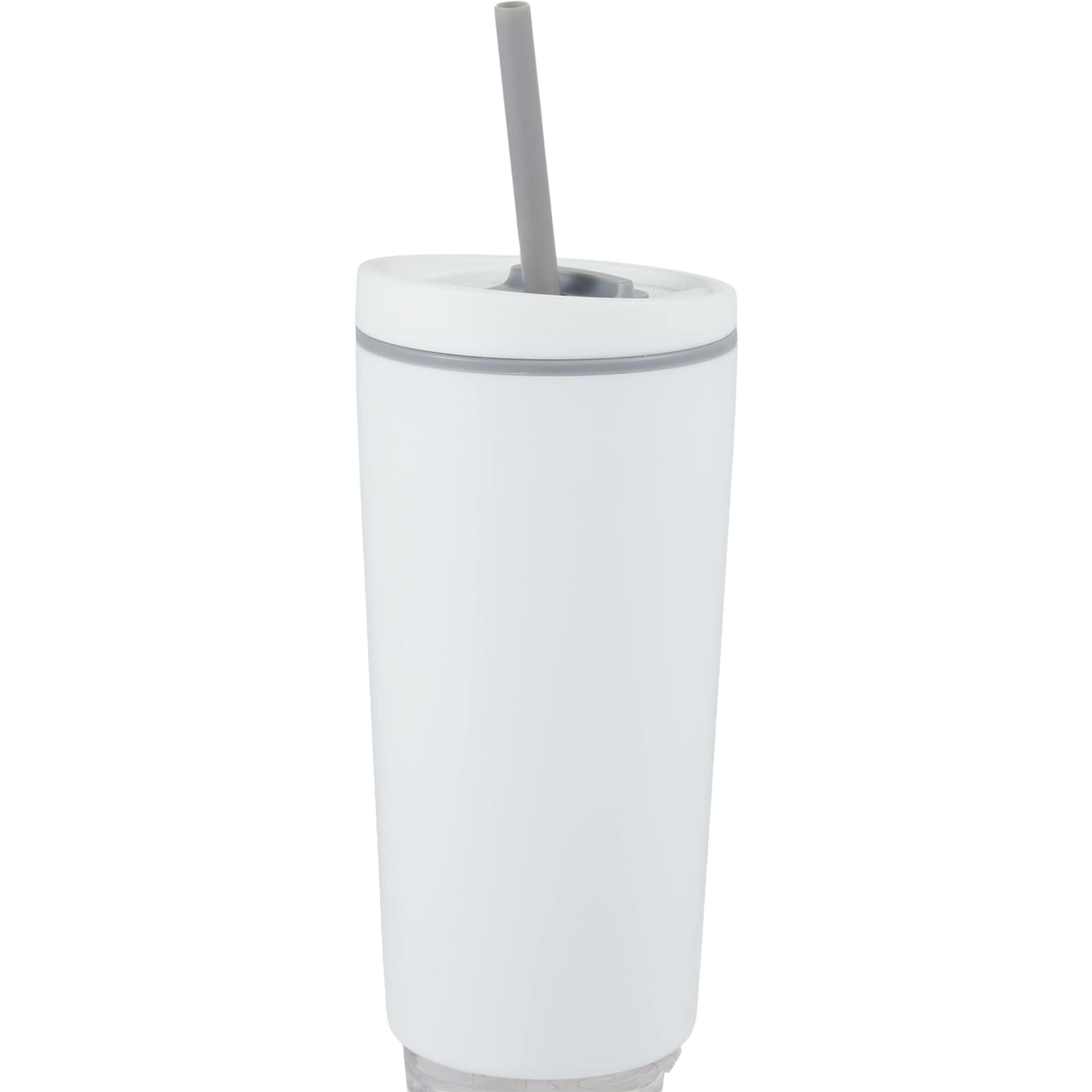 Santino Recycled Tumbler with Spout and Straw Lid, 16 oz - White - Left Angle