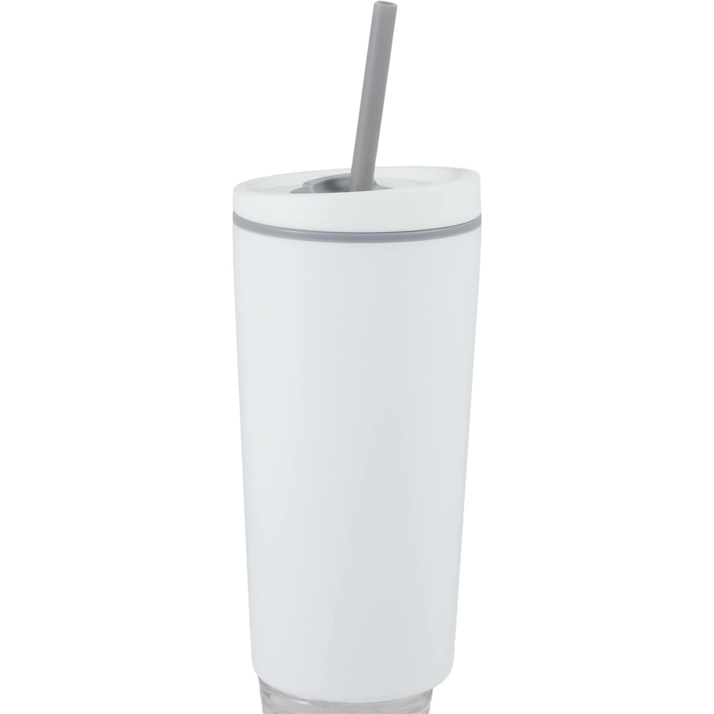 Santino Recycled Tumbler with Spout and Straw Lid, 16 oz - White - Right Angle