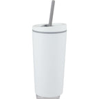 Santino Recycled Tumbler with Spout and Straw Lid, 16 oz - White - Right Angle