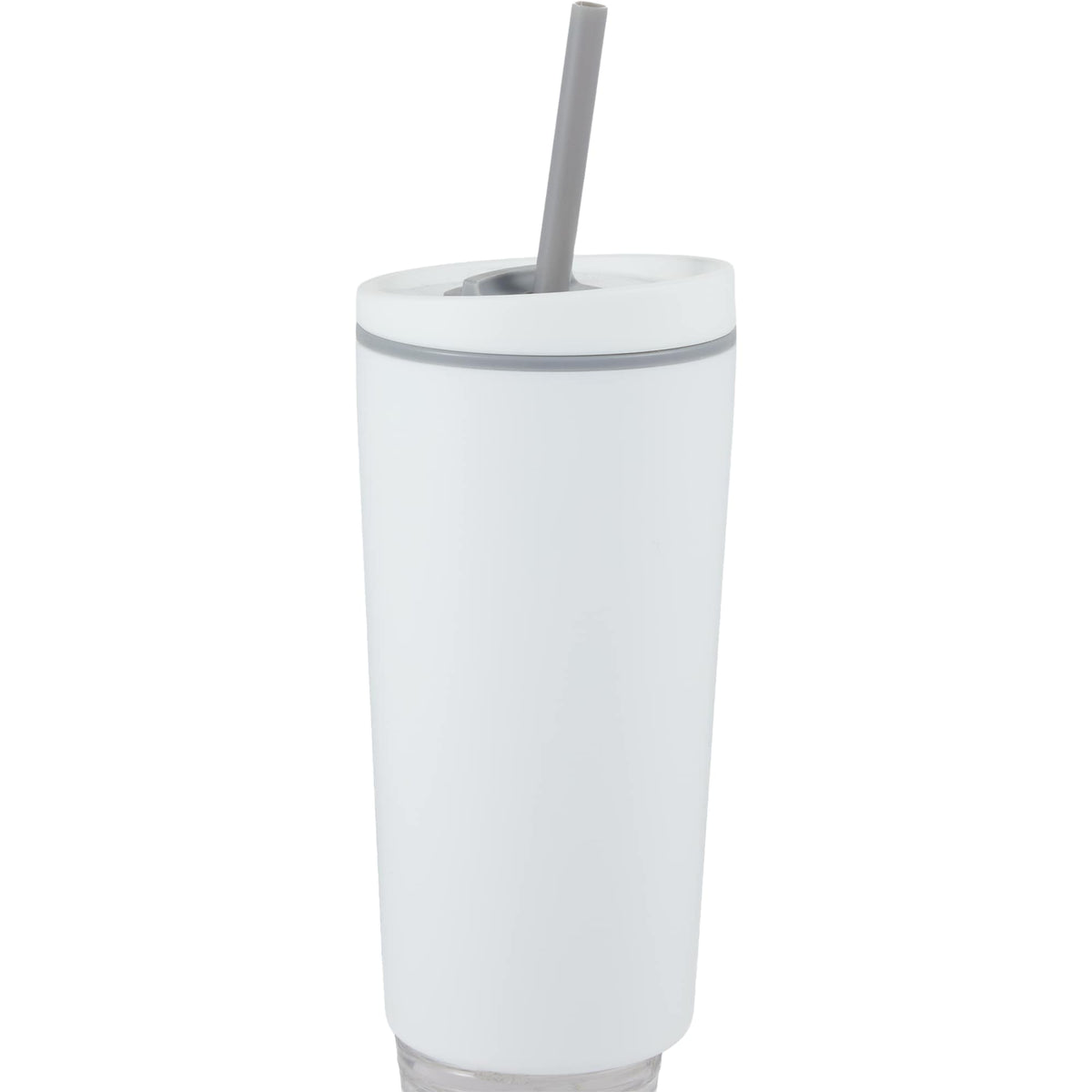Santino Recycled Tumbler with Spout and Straw Lid, 16 oz - White - Right Angle