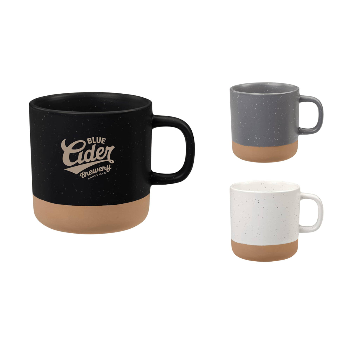 Santos Artisanal Clay Base Coffee Mug, 12 oz Laser Engraving - Black - Front Group
