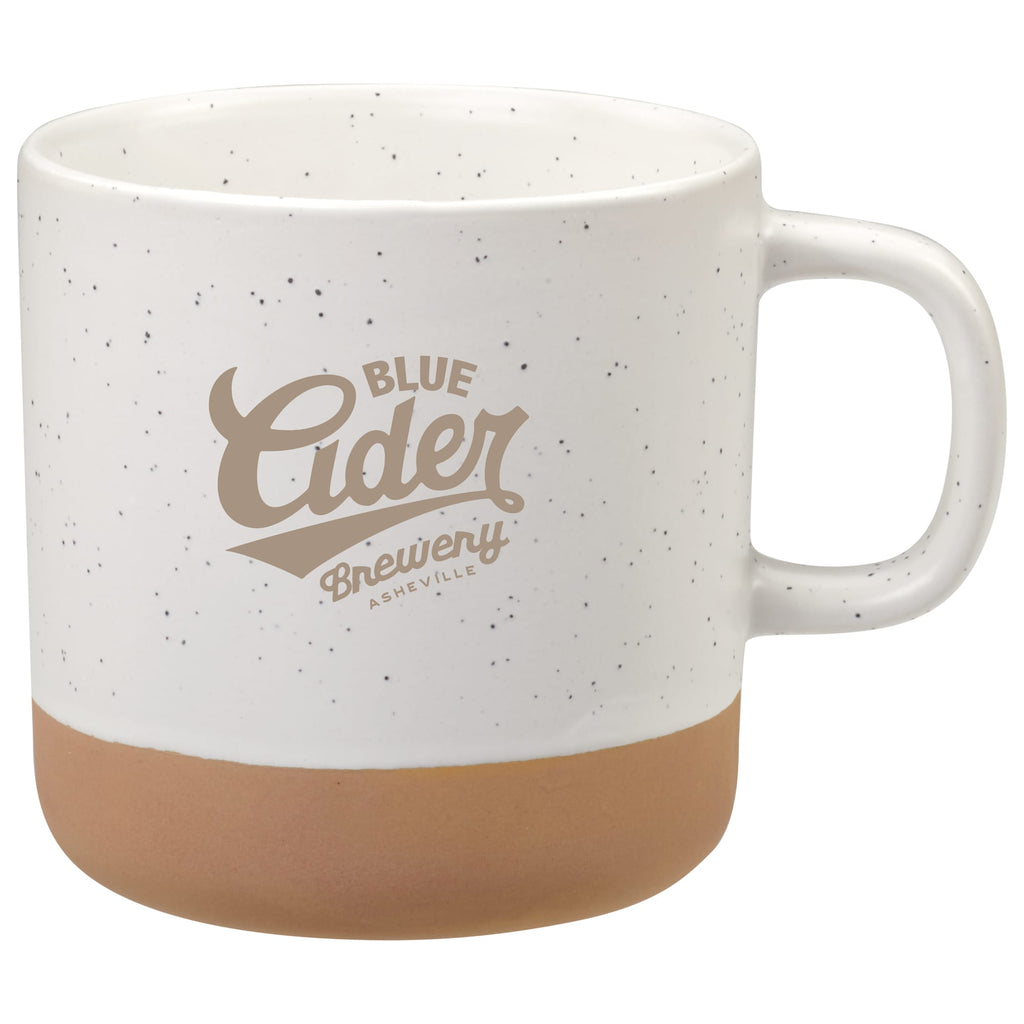 Santos Artisanal Clay Base Coffee Mug, 12 oz Laser Engraving - White - Front
