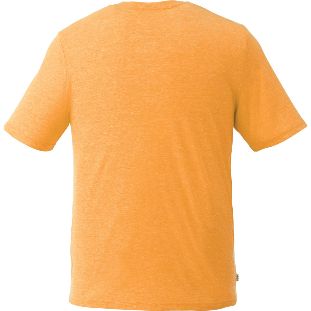 Sarek Crew Neck Tee with Chainstitch Detail for Men Embroidery - Amber Heather - Back Flat