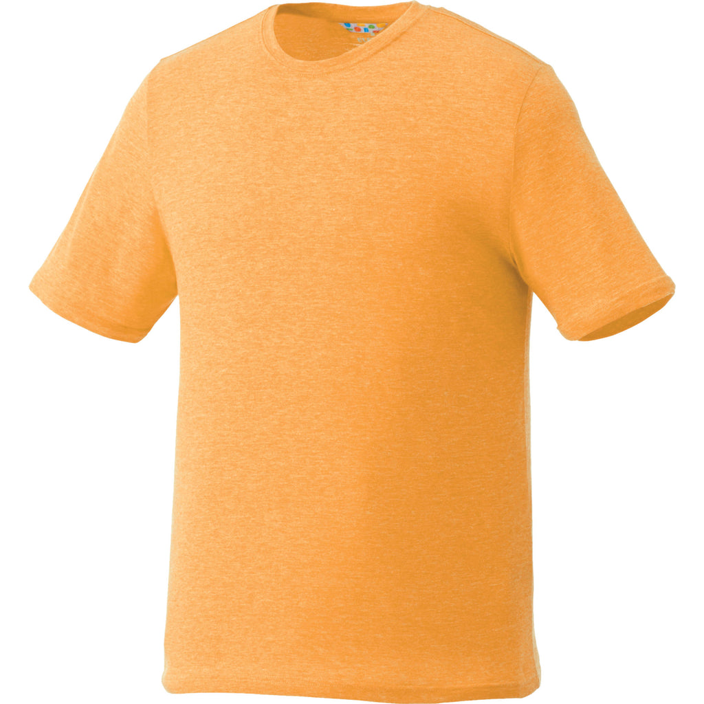 Sarek Crew Neck Tee with Chainstitch Detail for Men Embroidery - Amber Heather - Front Flat