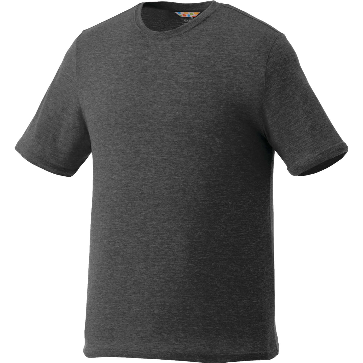 Sarek Crew Neck Tee with Chainstitch Detail for Men Embroidery - Heather Dark Charcoal - Front Flat