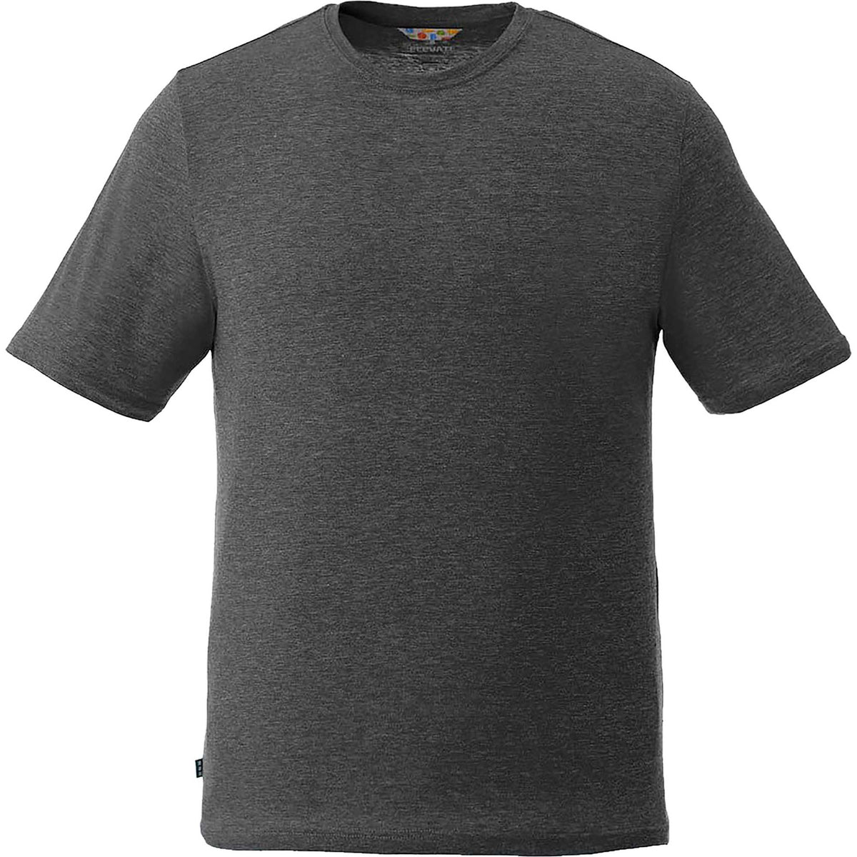 Sarek Crew Neck Tee with Chainstitch Detail for Men Embroidery - Heather Dark Charcoal - Front