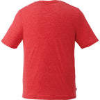 Sarek Crew Neck Tee with Chainstitch Detail for Men Embroidery - Team Red Heather - Back Flat