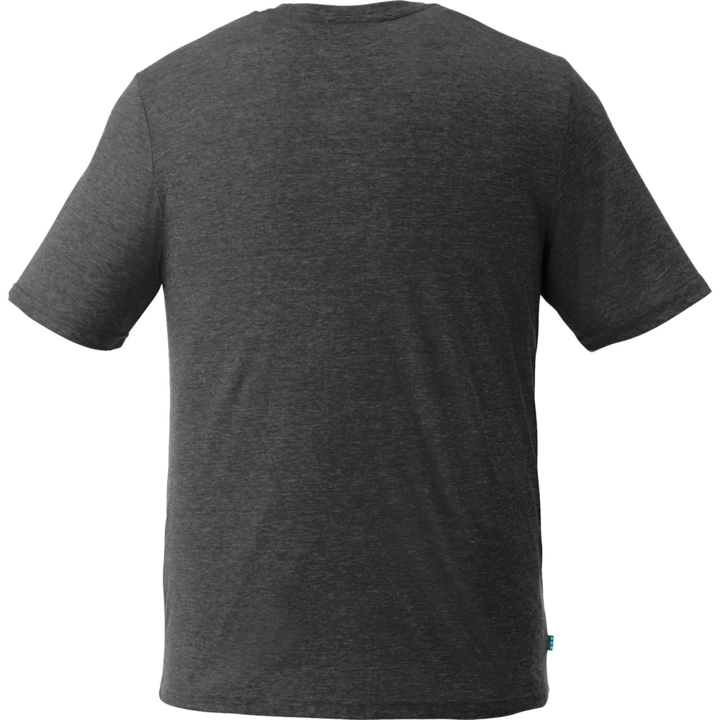 Sarek Crew Neck Tee with Chainstitch Detail for Men Sublimation - Heather Dark Charcoal - Back Flat